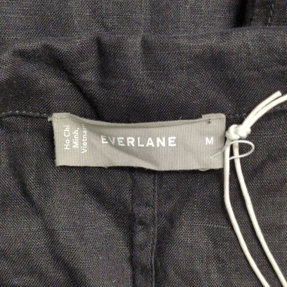 NWT Everlane Black Linen Short Sleeve Notch Shirt Pockets Button Up Shirt M - Picture 4 of 9